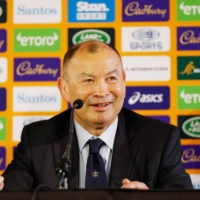 Australia coach Eddie Jones speaks during his introductory news conference in Sydney on Jan. 31. | AFP-JIJI