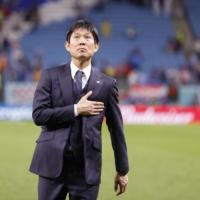 Hajime Moriyasu led Japan into the last 16 of the Qatar World Cup in 2022.  | USA TODAY / VIA REUTERS