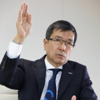Yasuyuki Higuchi, president and CEO of Panasonic Connect, talks about the company\'s new strict measures against sexual harassment during an interview last week. | KYODO