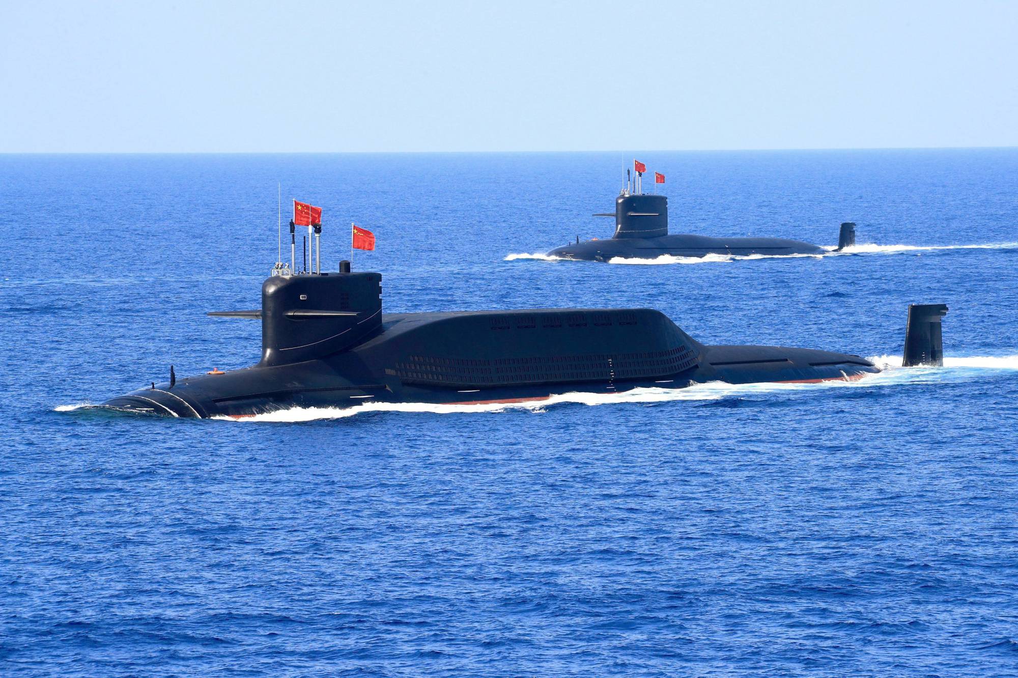 A nuclear-powered Type 094A Jin-class ballistic missile submarine operated by the Chinese People's Liberation Army navy is seen during a military display in the South China Sea in 2018. | CHINA OUT / VIA REUTERS