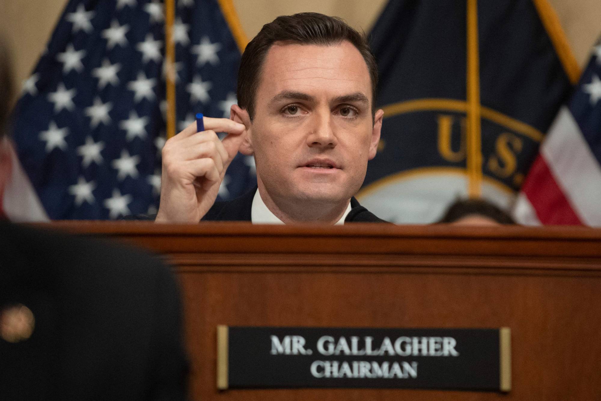 U.S. House Select Committee on the Chinese Communist Party Chairman Rep. Mike Gallagher speaks during the panel's first hearing in Washington on Tuesday. | AFP-JIJI