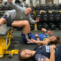 Reina Iizuka (in the back) sees growth taking place in women\'s rugby and cites the Olympics as being one of its main drivers.  | COURTESY OF REINA IIZUKA
