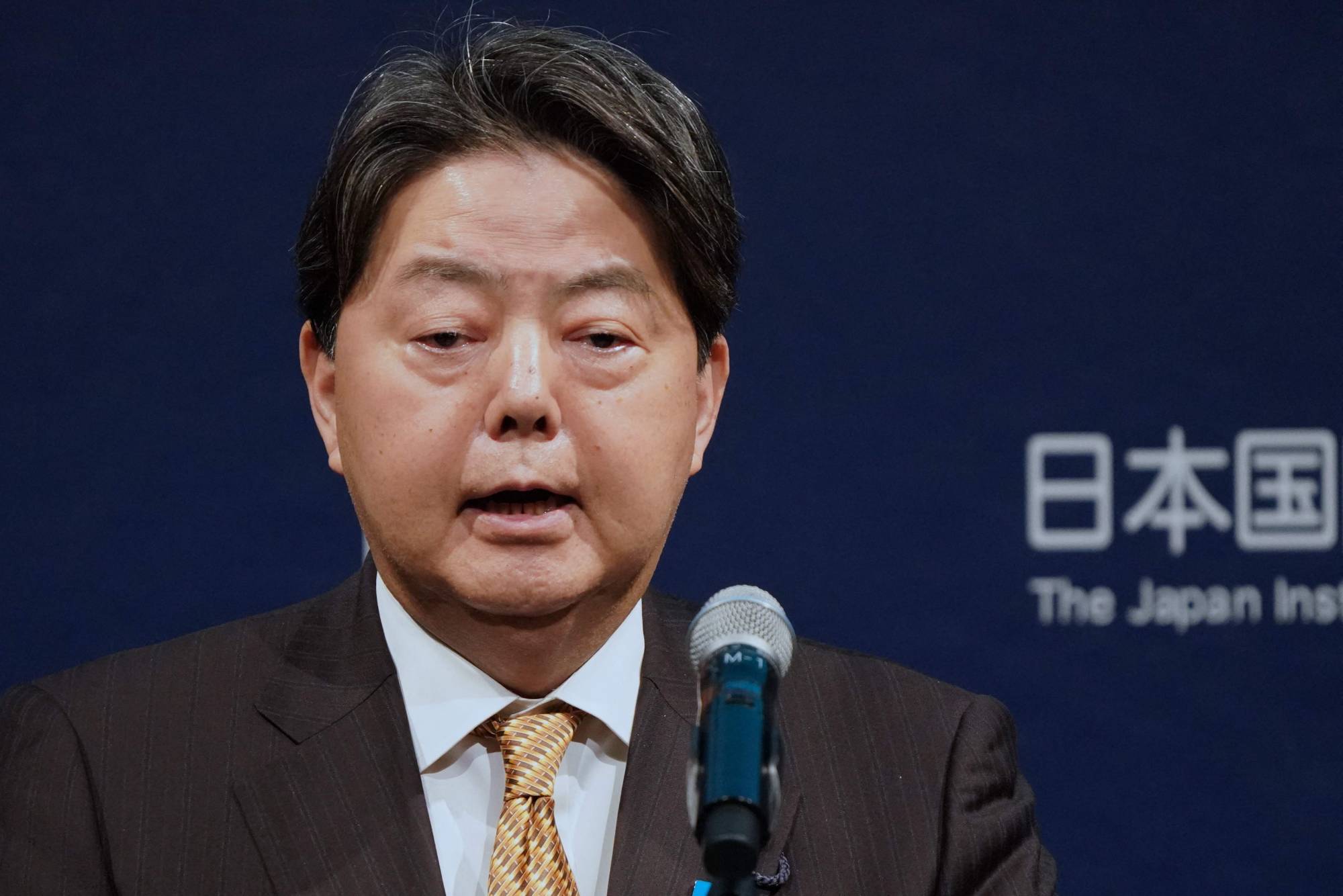 Foreign Minister Yoshimasa Hayashi delivers a speech during the opening of the Tokyo Global Dialogue in Tokyo on Feb. 20. | AFP-JIJI