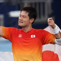 Shingo Kunieda celebrates after winning men\'s wheelchair tennis final during the Tokyo Olympics on Sept. 4, 2021.  | REUTERS