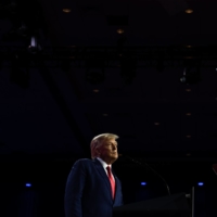 Former U.S. President Donald Trump speaks at the Conservative Political Action Conference in National Harbor, Maryland, on Saturday.  | HAIYUN JIANG / THE NEW YORK TIMES