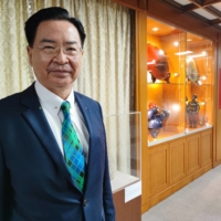 Taiwanese Foreign Minister Joseph Wu poses for a photo after an interview with The Japan Times at the Foreign Ministry in Taipei earlier this month.  | GABRIEL DOMINGUEZ