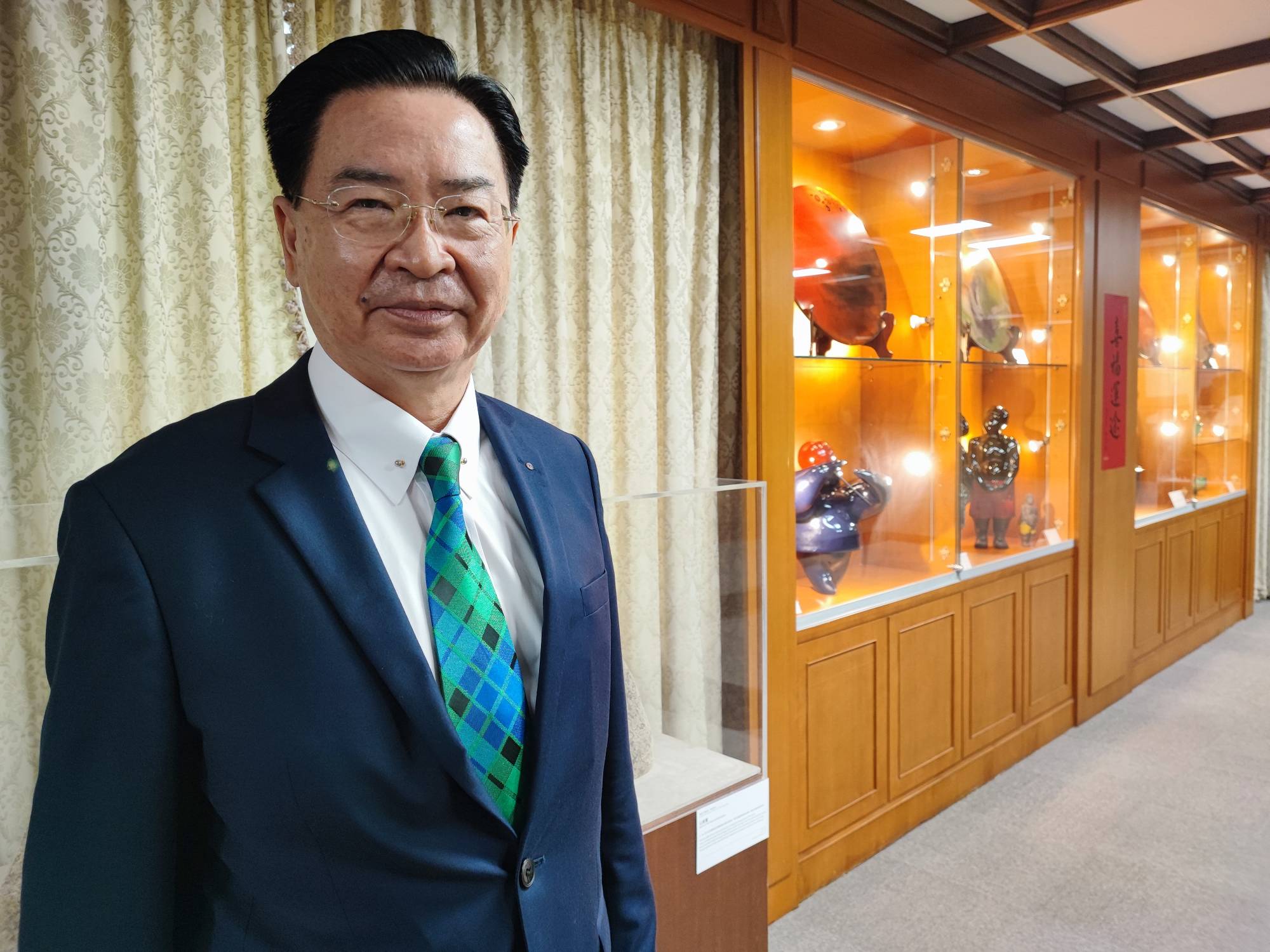 Taiwanese Foreign Minister Joseph Wu poses for a photo after an interview with The Japan Times at the Foreign Ministry in Taipei earlier this month.  | GABRIEL DOMINGUEZ