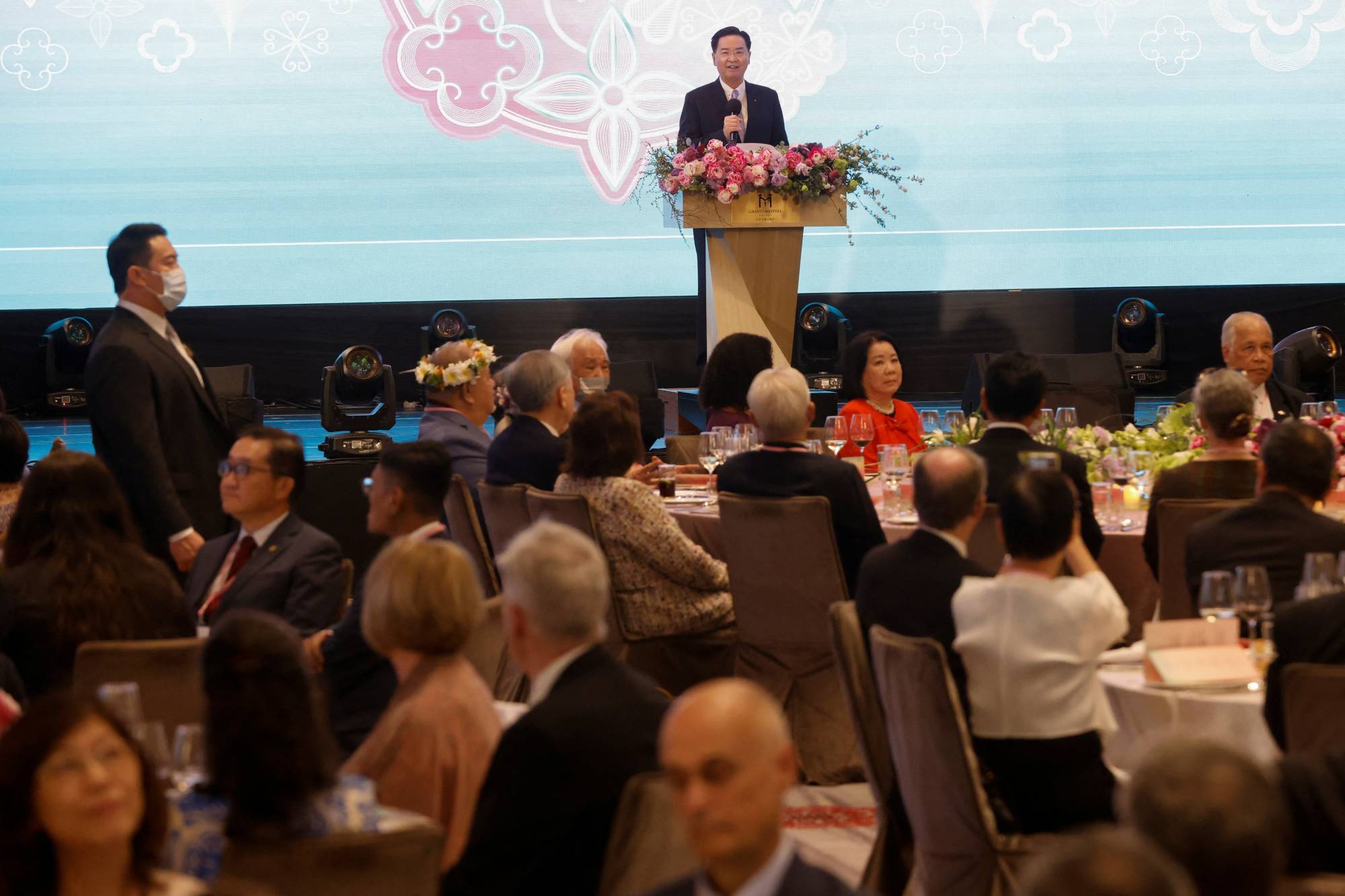 Taiwanese Foreign Minister Joseph Wu speaks during a Foreign Ministry reception in Taipei on March 17. | REUTERS