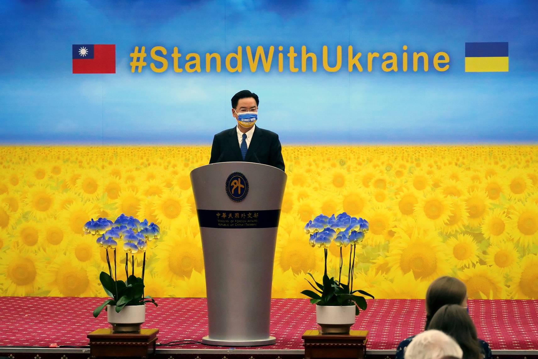 Taiwanese Foreign Minister Joseph Wu attends a news conference on Taiwan's humanitarian aid for Ukraine, in Taipei in April last year. | REUTERS