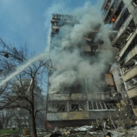 A residential building damaged by a Russian missile strike in Zaporizhzhia, Ukraine, on Wednesday | REUTERS 