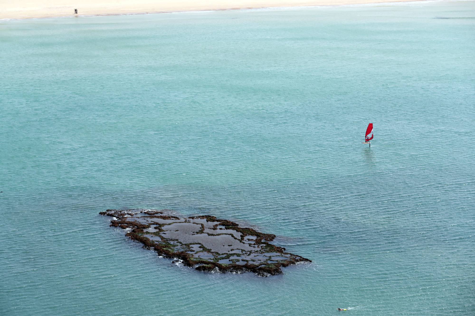 People swim and surf after an offshore oil spill hit near Atlit, Israel, in February 2021 | Reuters 
