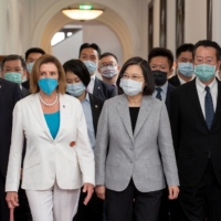 U.S. House Speaker Nancy Pelosi attends a meeting with Taiwan President Tsai Ing-wen at the Presidential Office in Taipei last August. 
 | TAIWAN PRESIDENTIAL OFFICE / VIA REUTERS