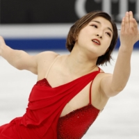 Kaori Sakamoto performs her free skate during the ISU World Figure Skating Championships in Saitama on Friday. | REUTERS