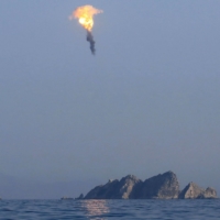 A missile\'s warhead is detonated during a drill at an undisclosed location in North Korea, in this image released on Tuesday.  | KCNA / KNS / VIA AFP-JIJI 