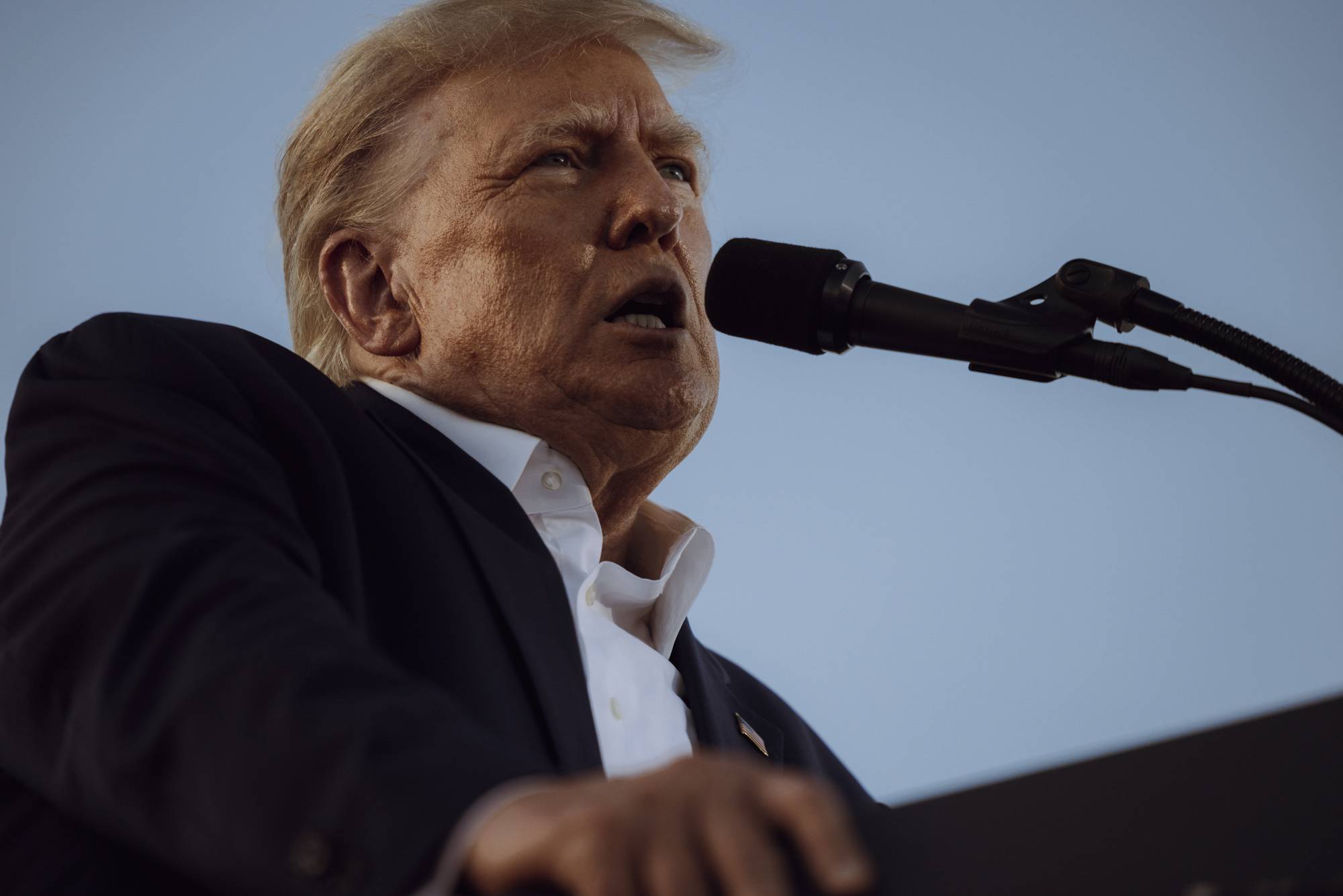 Former U.S. President Donald Trump speaks during a rally in Waco, Texas, on Saturday. | CHRISTOPHER LEE / THE NEW YORK TIMES