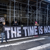 Demonstrators outside the Manhattan Criminal Courthouse after a grand jury indicted Trump on Thursday | MARK PETERSON / THE NEW YORK TIMES