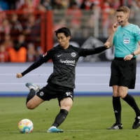 Daichi Kamada has seven goals and five assists for Frankfurt in the 2022-23 Bundesliga season. | AFP-JIJI