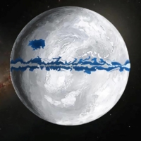 An illustration shows Earth during the Marinoan Ice Age, 651 to 635 million years ago, when ice sheets covered most of the planet\'s surface.  | HUYUE SONG /VIA REUTERS  