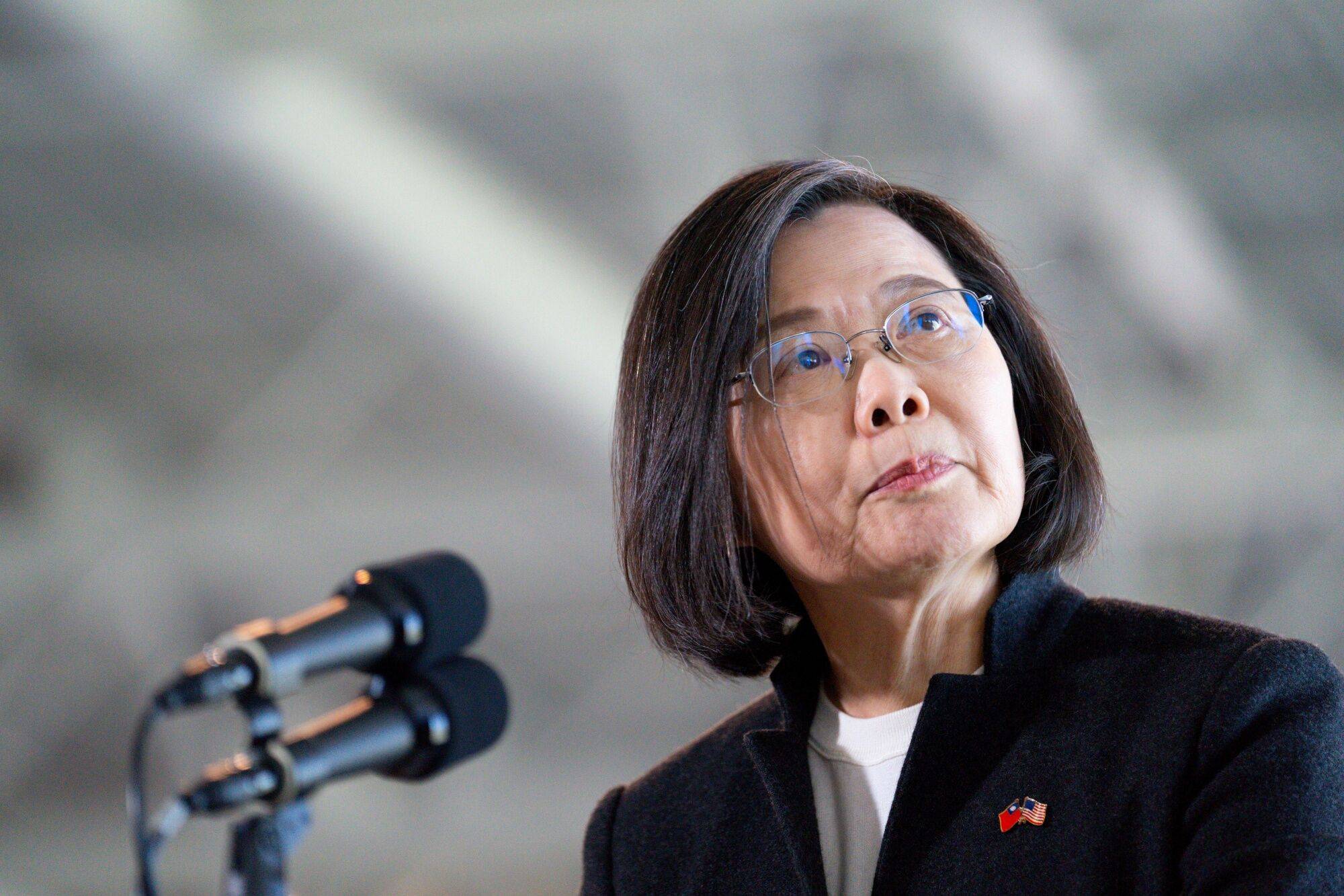 Taiwanese President Tsai Ing-wen, speaks during an event with U.S. House Speaker Kevin McCarthy at the Ronald Reagan Presidential Library in Simi Valley, California, on Wednesday. | Bloomberg