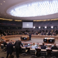 A meeting of NATO foreign ministers in Brussels on Wednesday | AFP-JIJI