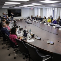 Global finance leaders at a Multilateral Development Bank roundtable during the spring meetings of the International Monetary Fund and World Bank Group in Washington on Wednesday | BLOOMBERG