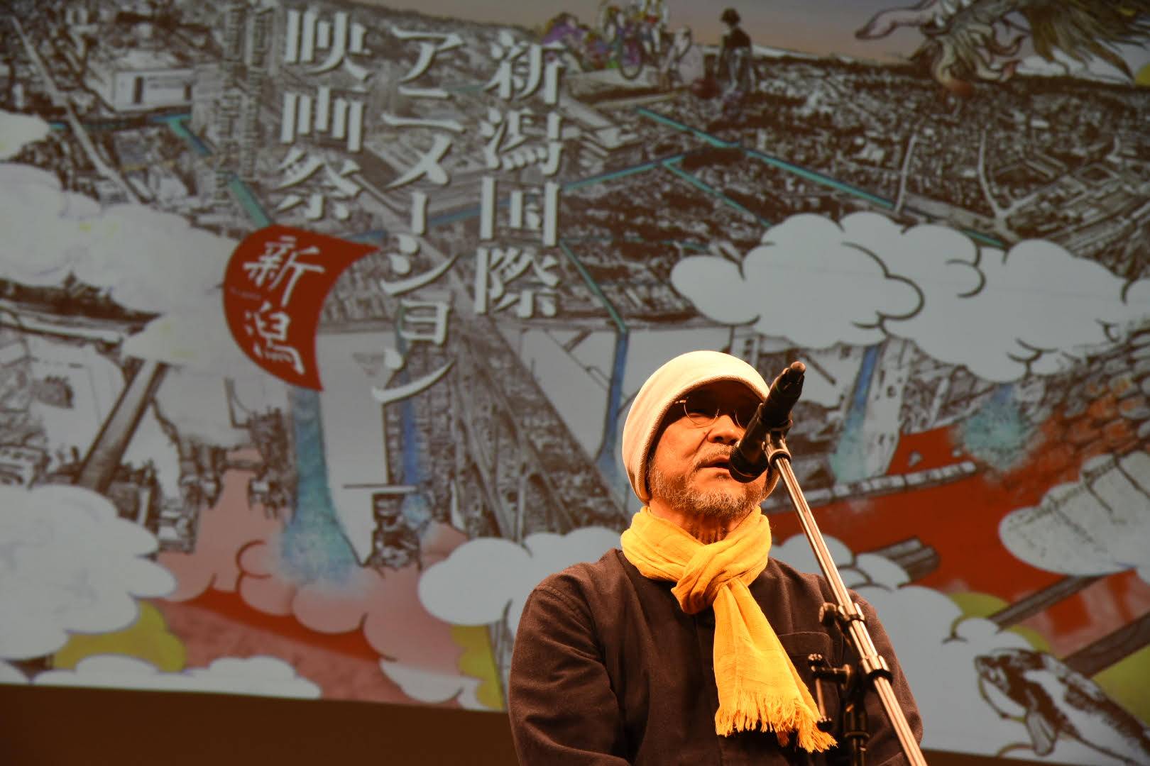 'Ghost in the Shell' director Mamoru Oshii participated in last month's Niigata International Animation Film Festival as chairman of the festival jury. | COURTESY OF NIIGATA INTERNATIONAL ANIMATION FESTIVAL EXECUTIVE COMMITTEE 