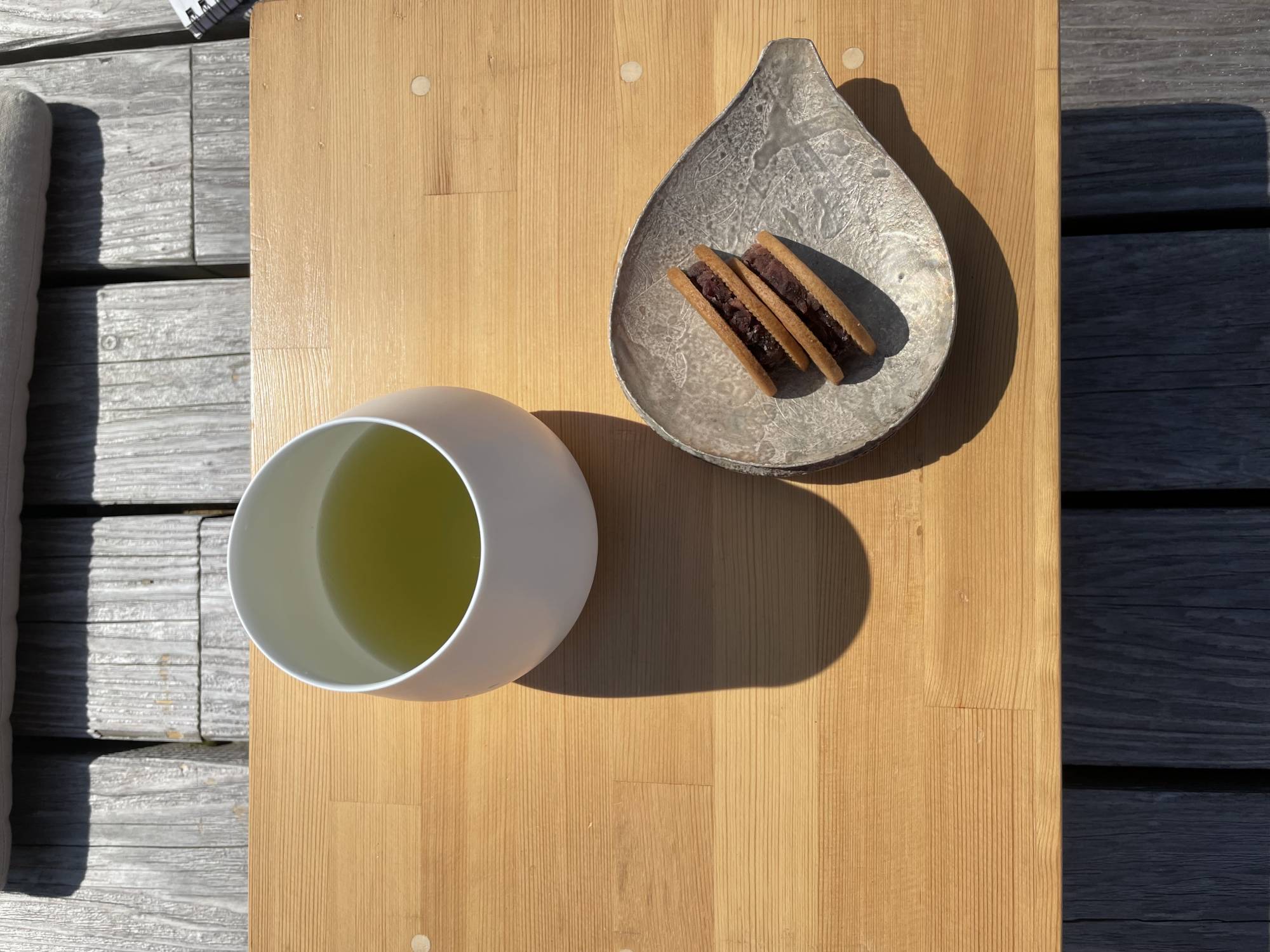 A cup of freshly brewed green tea alongside seasonal sweets are the backbone of Ureshino's pitch to tourists. | KATHRYN WORTLEY 