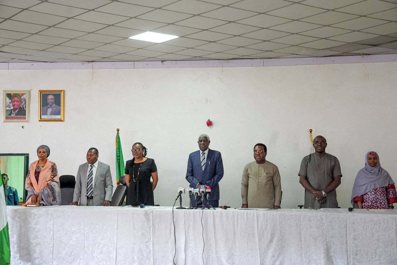 Members of a special panel appointed by Nigeria's National Human Rights Commission to investigate a series of reports of an army-run abortion program, in Abuja, Nigeria, in February | reuters