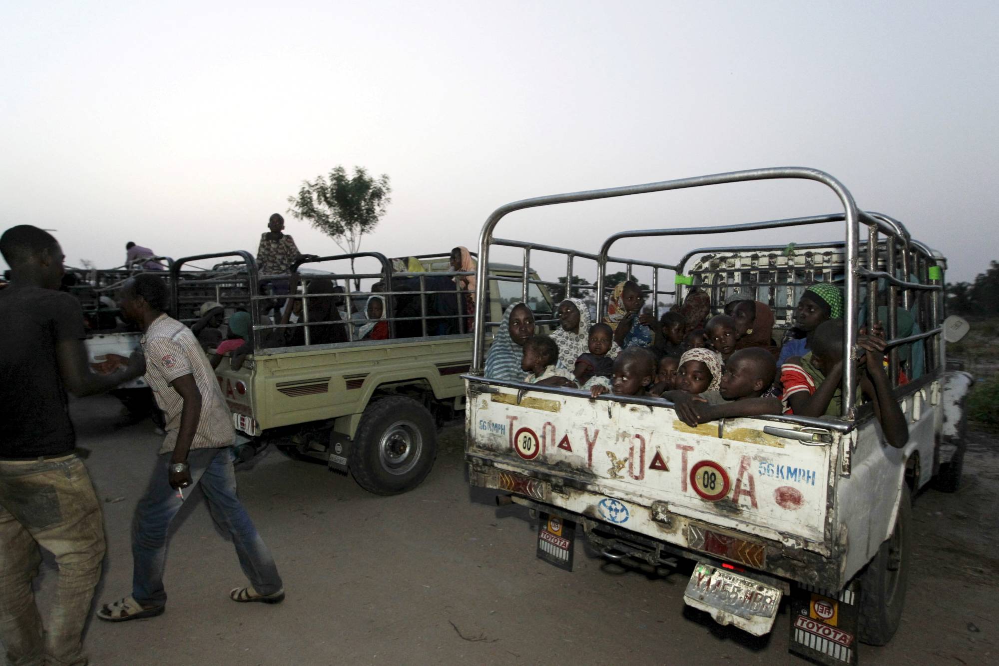 Women and children who were rescued from Islamist militant group Boko Haram arrive at a camp in Yola, Nigeria, in 2015. | reuters