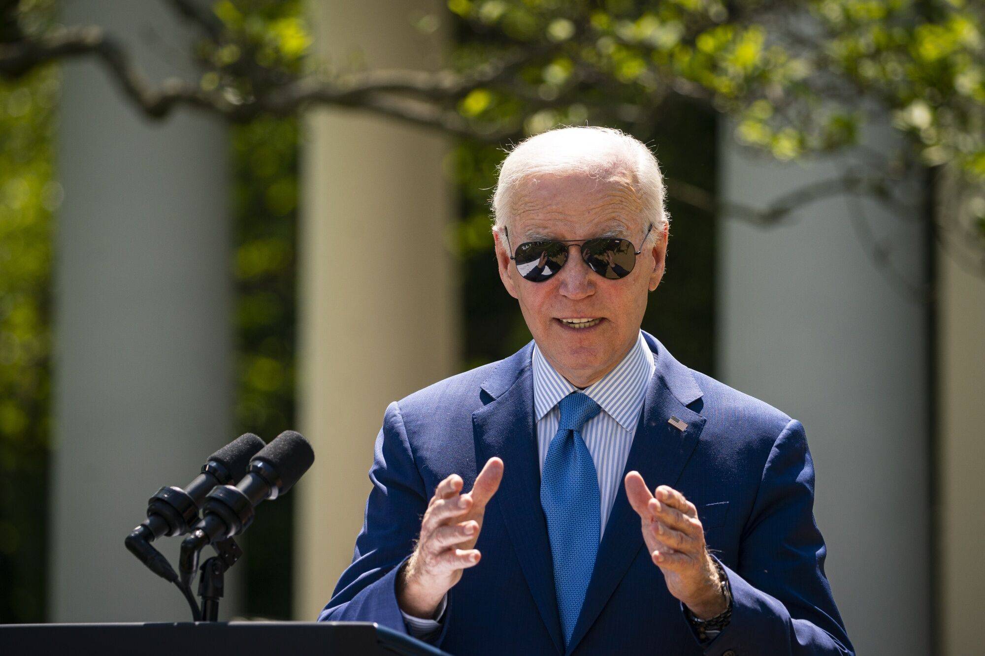 U.S. President Joe Biden speaks at the White House on Friday. | Bloomberg