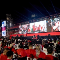 Shinawatra speaks on stage during an election rally | AFP-JIJI