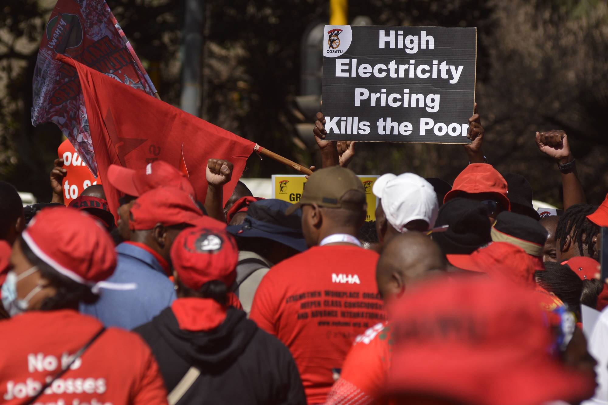 A national strike day of action march over the high cost of living, organized by the Congress of South African Trade Unions in Tshwane | Bloomberg 