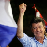 Paraguay\'s main opposition presidential candidate, Efrain Alegre of the Authentic Radical Liberal Party, attends a campaign rally in Asuncion on Monday. | REUTERS
