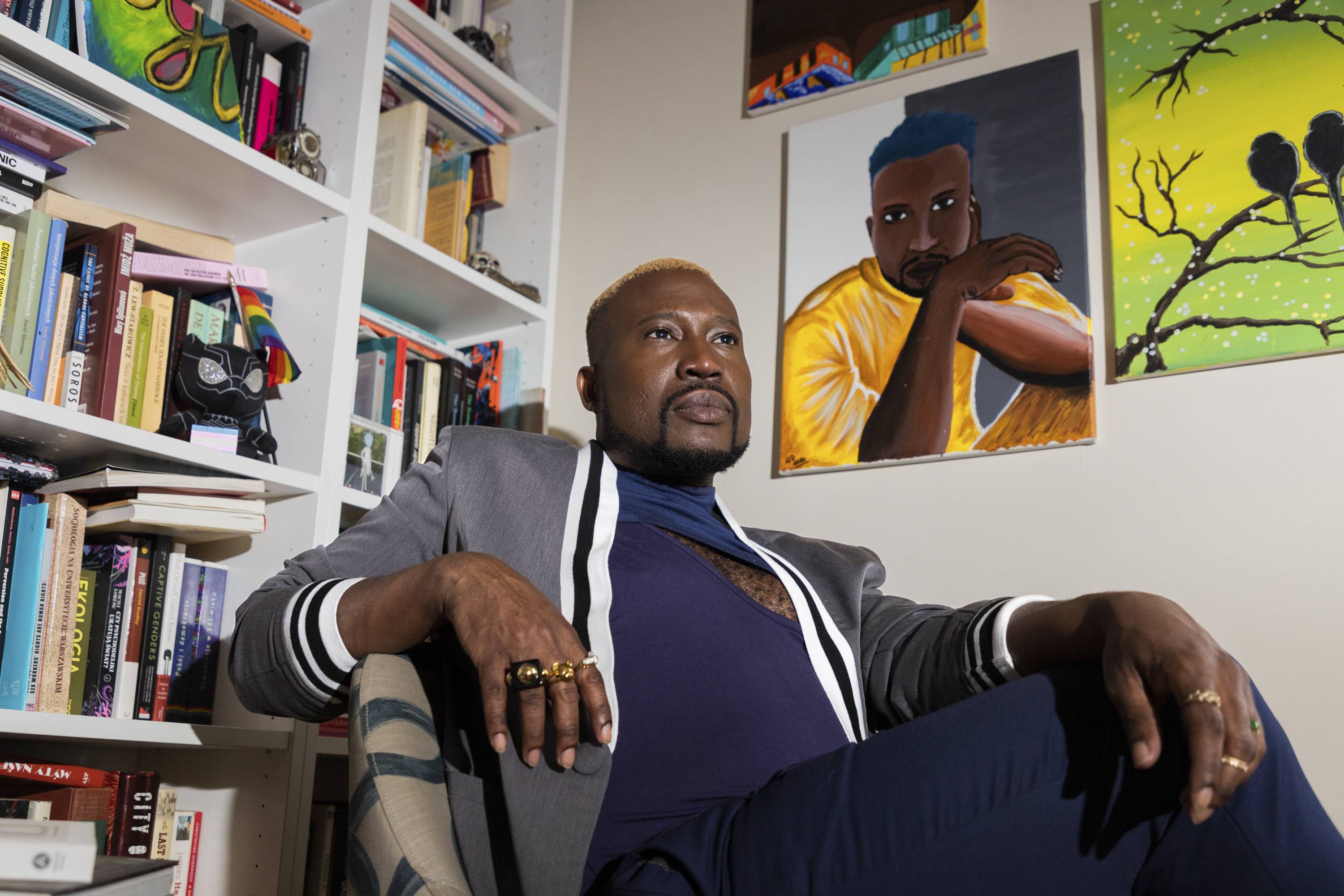 Casey Russell, who was accepted to Shein’s program for independent designers last year, at home in Brooklyn. | Yuvraj Khanna / The New York Times
