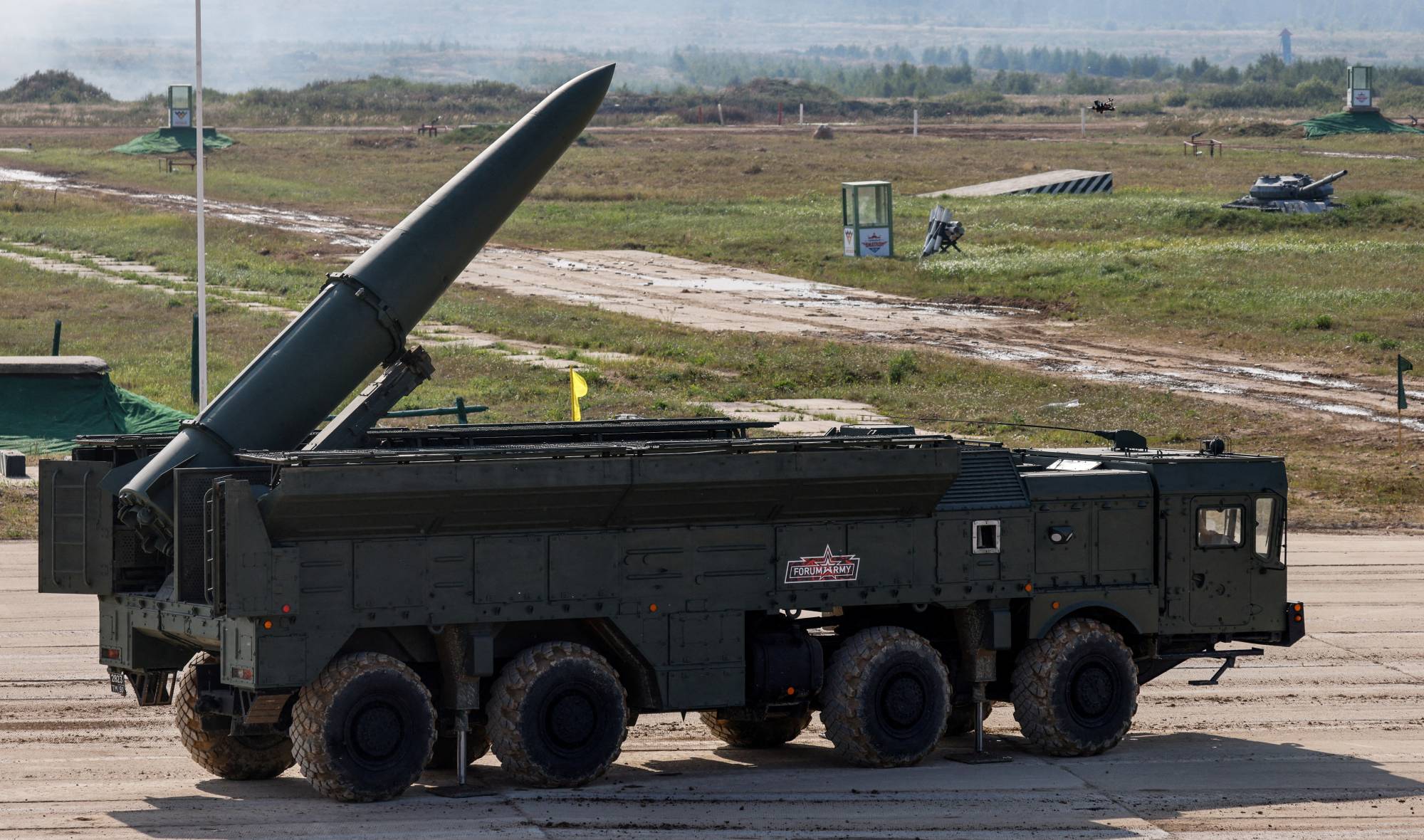 Russia's Iskander-E missile launcher operates during the International Military and Technical Forum 2022 in Alabino, outside Moscow, on Aug. 17. | Reuters