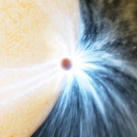 This artist\'s impression shows a doomed planet skimming the surface of its star, located about 12,000 light-years away from Earth, before being fully engulfed. | K. MILLER / R. HURT CALTECH / IPAC / VIA REUTERS   