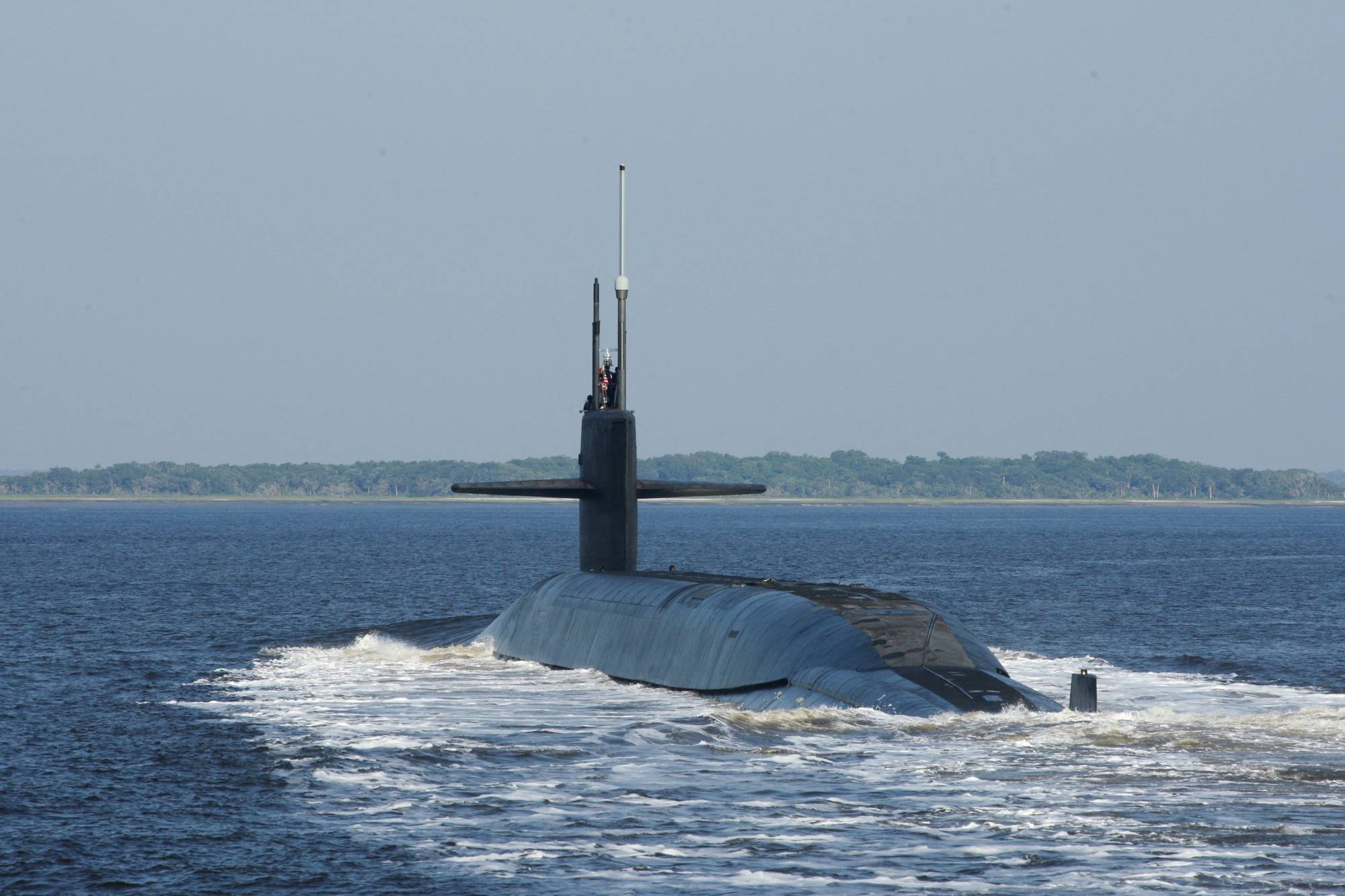 The Ohio-class ballistic-missile submarine USS Alaska returns to Naval Submarine Base Kings Bay following a patrol, in Kings Bay, Georgia, in May 2014. | U.S. NAVY / VIA REUTERS