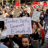 Demonstrators gather at the Broadway-Lafayette subway station in Manhattan to protest the death of Jordan Neely on Saturday | HILARY SWIFT / THE NEW YORK TIMES