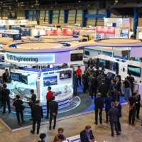 Delegates visit the IMDEX Asia maritime security conference and warship display in Singapore on May 3. | AFP-JIJI