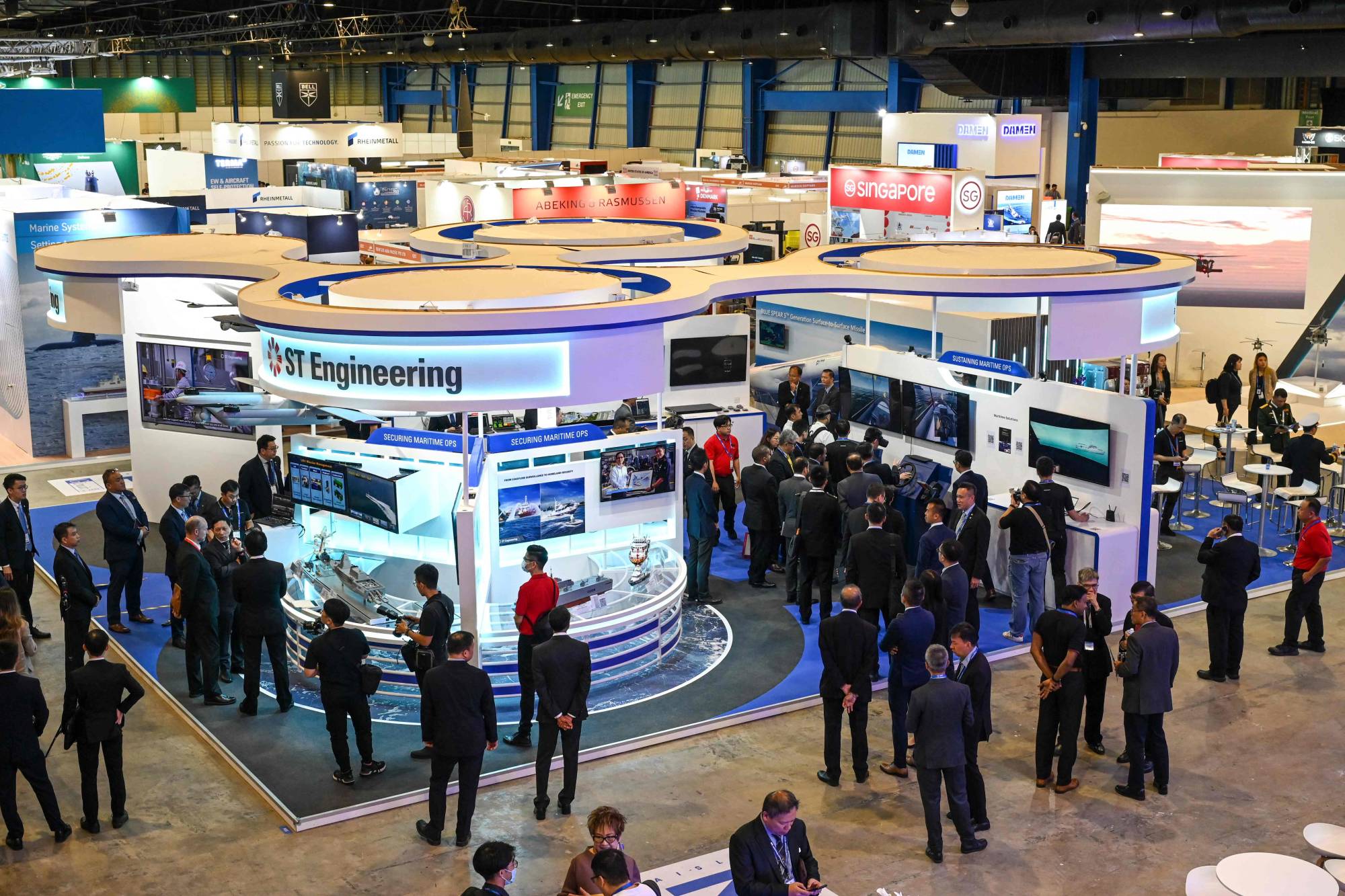 Delegates visit the IMDEX Asia maritime security conference and warship display in Singapore on May 3. | AFP-JIJI