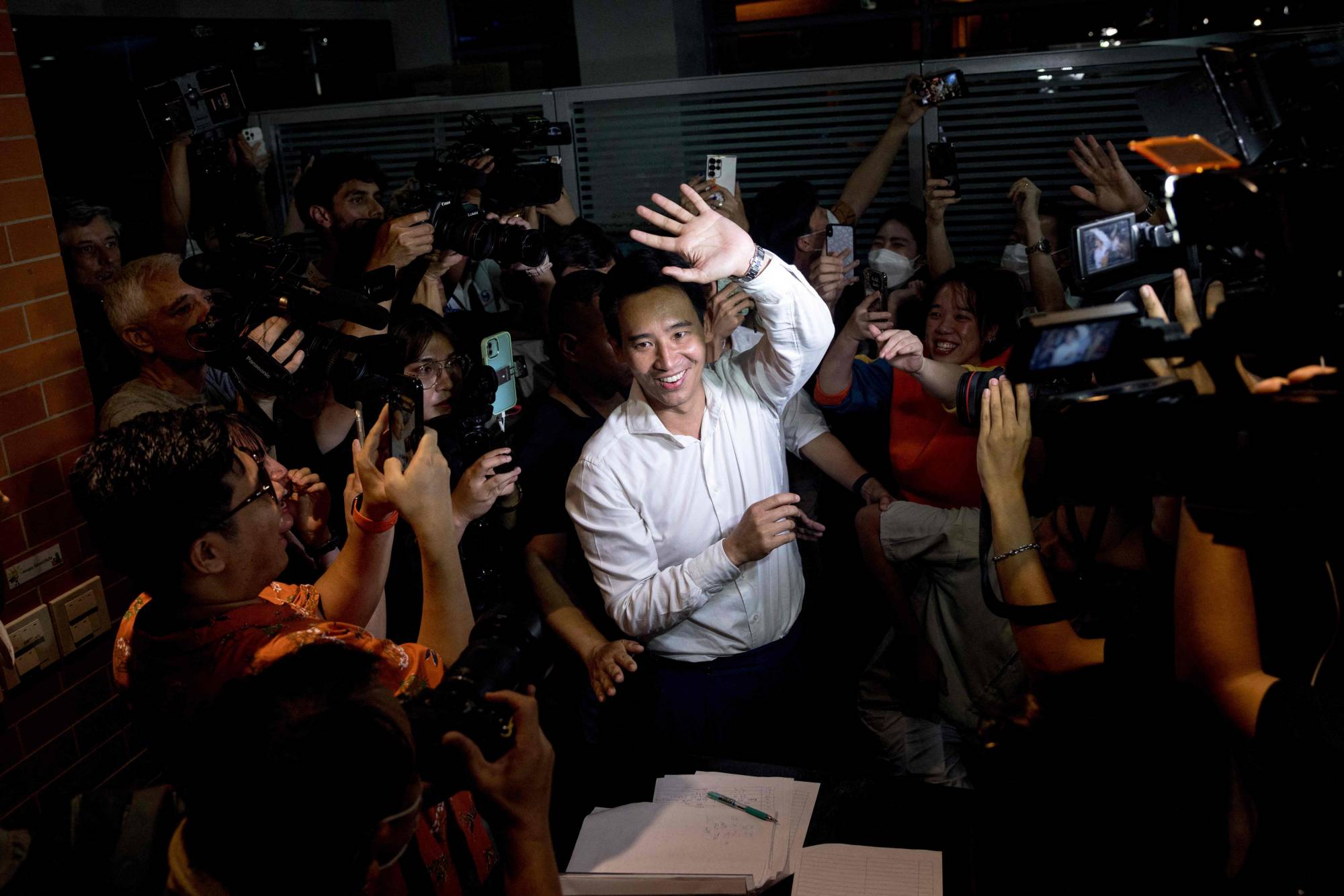 Move Forward Party leader and prime ministerial candidate Pita Limjaroenrat in Bangkok on Sunday | AFP-JIJI