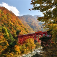 Passengers on the Kurobe Gorge Railway can enjoy majestic views of the surrounding mountains in all seasons. | MINISTRY OF FOREIGN AFFAIRS OF JAPAN / VIA KYODO