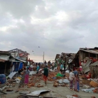 A view of the damage caused by Cyclone Mocha in Sittwe, Myanmar in this handout image released on May 17. | PARTNERS RELIEF AND DEVELOPMENT / VIA REUTERS   