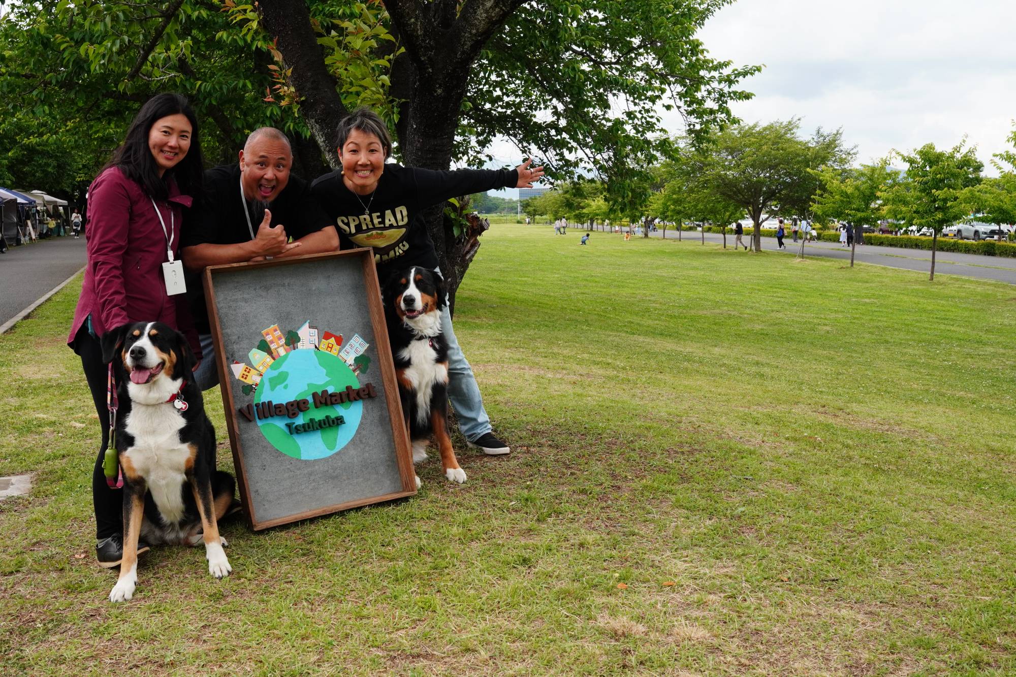 Yuki Miyazawa (right) stands with Emika Kato and George Katagai, both of whom run the Village Market Tsukuba with her in Ibaraki Prefecture. | CASSANDRA LORD 