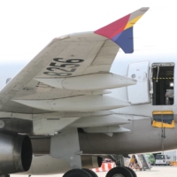 An Asiana Airlines Airbus A321 plane that was about to land in Daegu, South Korea, when a passenger opened an emergency door.  | YONHAP / VIA REUTERS