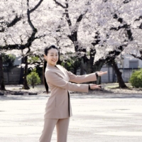 Mao Asada poses at the site of what will be an arena complex in Tachikawa, western Tokyo, in March.  | KYODO