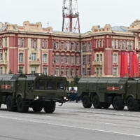 Russian Iskander missile launchers take part in a military parade on Victory Day in Rostov-on-Don, Russia, on May 9. | REUTERS