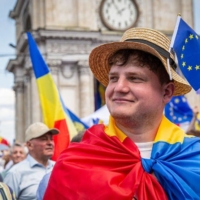 A pro-EU rally in Chisinau on May 21 | GETTY IMAGES / VIA AFP-JIJI
