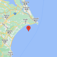 The epicenter of the earthquake that occurred on May 26 at 7:03 p.m. is located in East Chiba Prefecture | GOOGLE MAPS