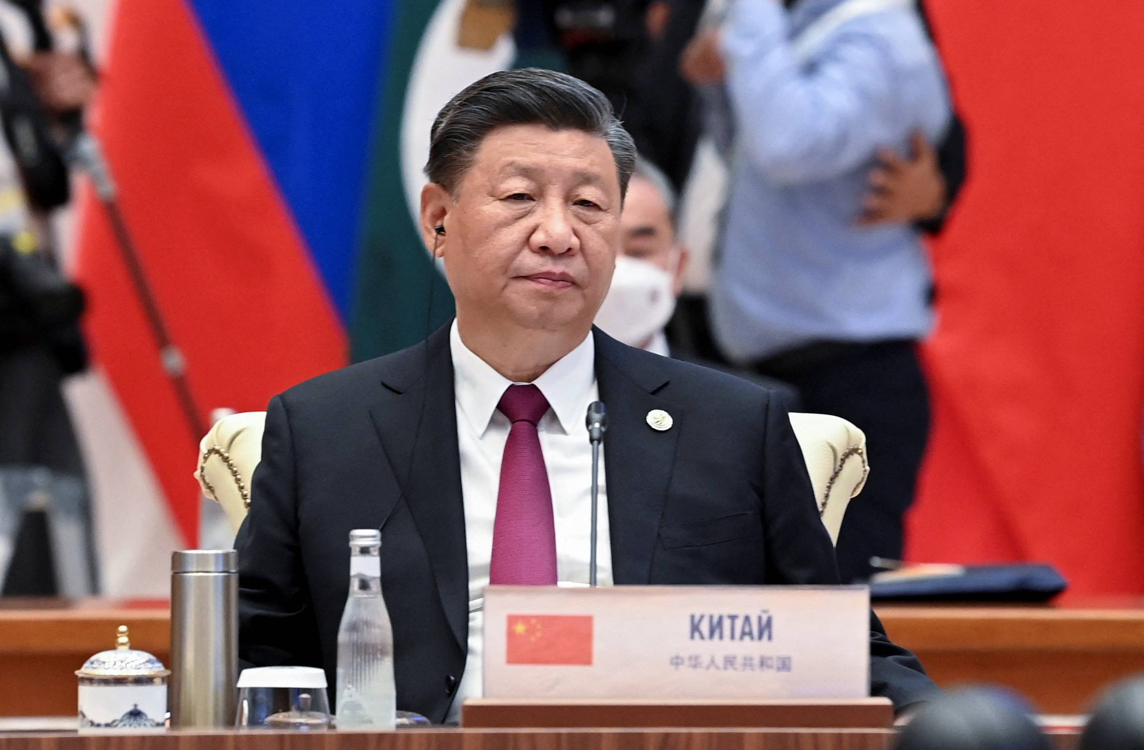 Chinese President Xi Jinping attends a meeting of the council of heads of Shanghai Cooperation Organization member states at a summit in Samarkand, Uzbekistan, on Sept. 16, 2022. | SULTAN DOSALIEV / KYRGYZ PRESIDENTIAL PRESS SERVICE / VIA REUTERS